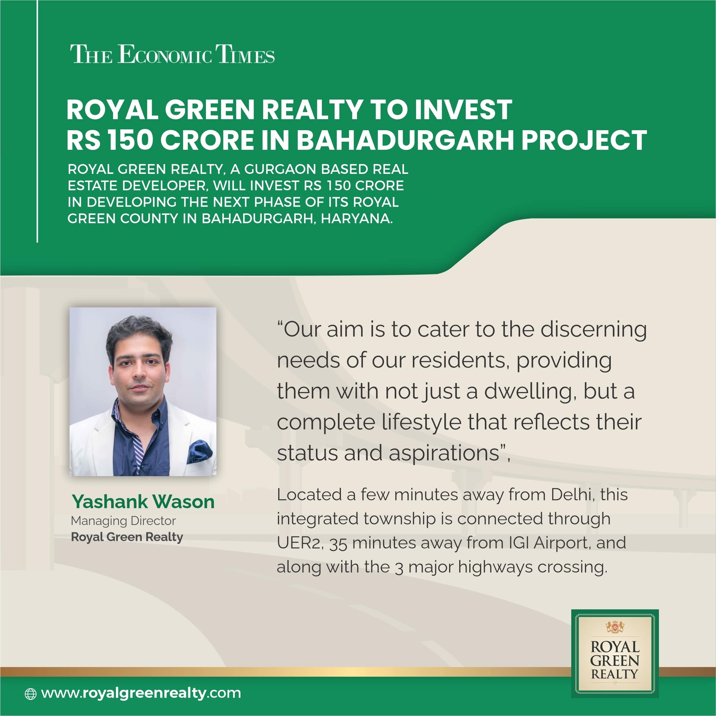 Royal Green Realty to invest Rs 150 crore in Bahadurgarh project