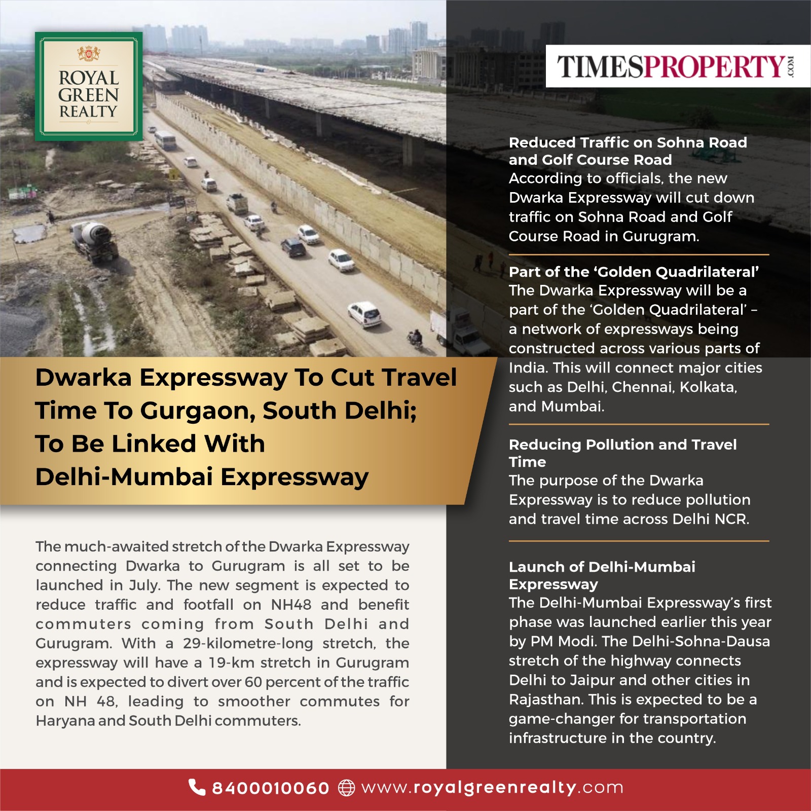 Dwarka Expressway to cut travel time to gurgoan, south delhi; to be linked with delhi-mumbai-expressway