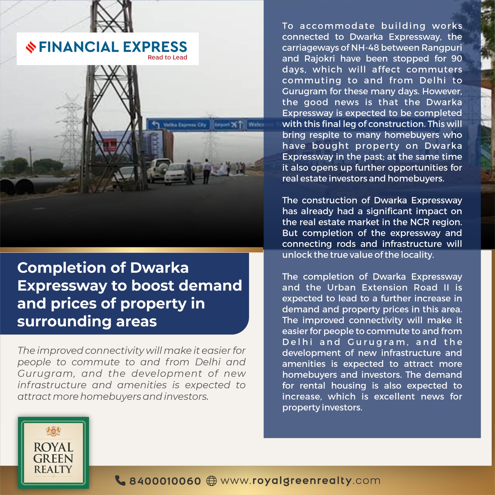 Completion of dwarka expressway to boost demand and prices of property in surrounding areas