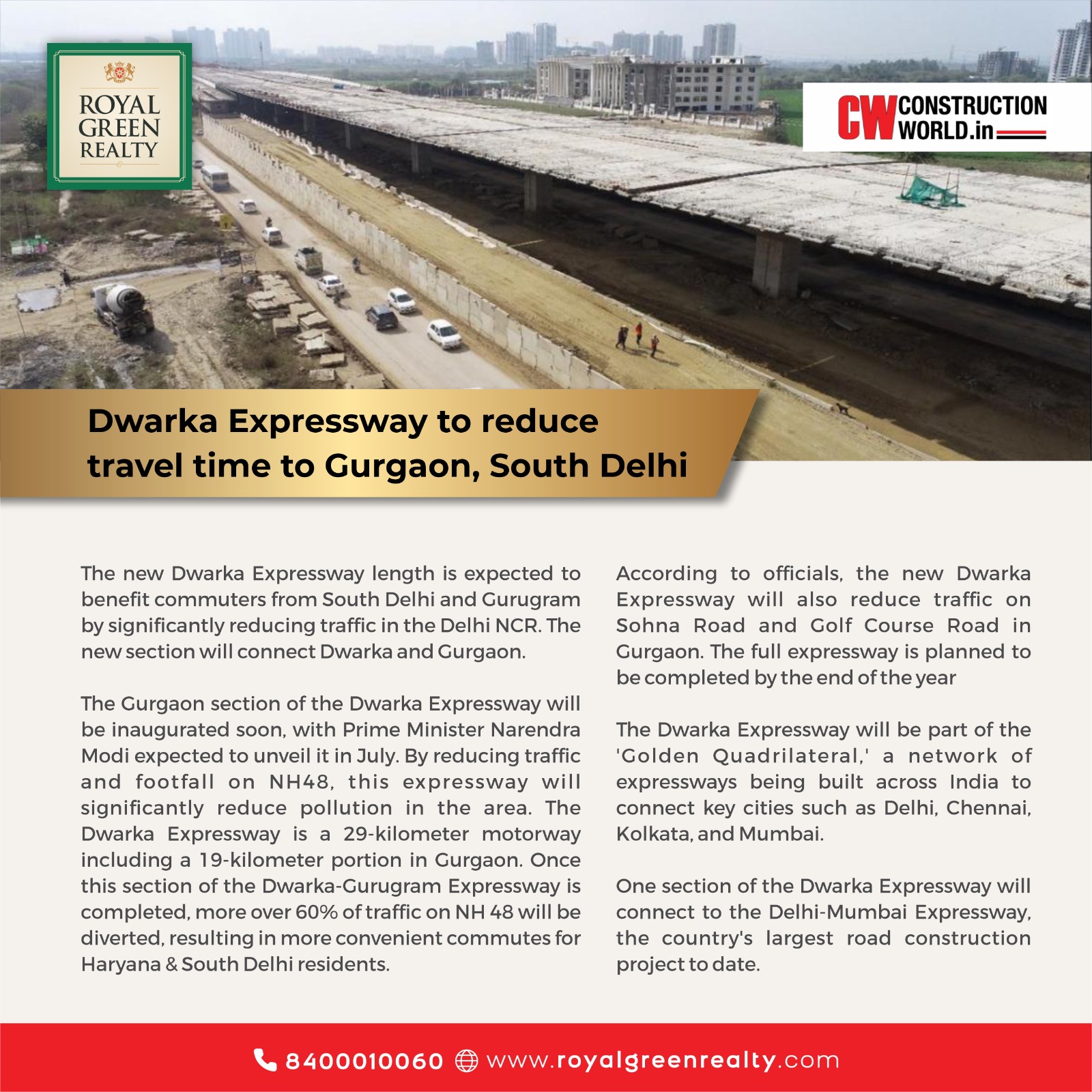 Dwarka Expressway to reduce travel time to gurgoan, south delhi